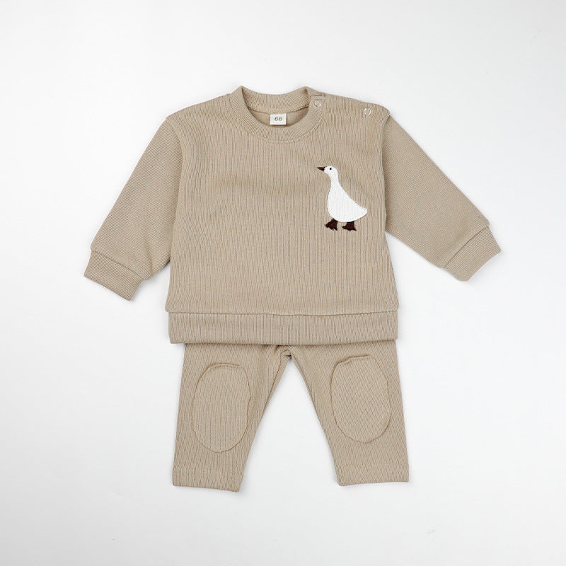 Bear or Goose Embroidered Baby Two-piece Set