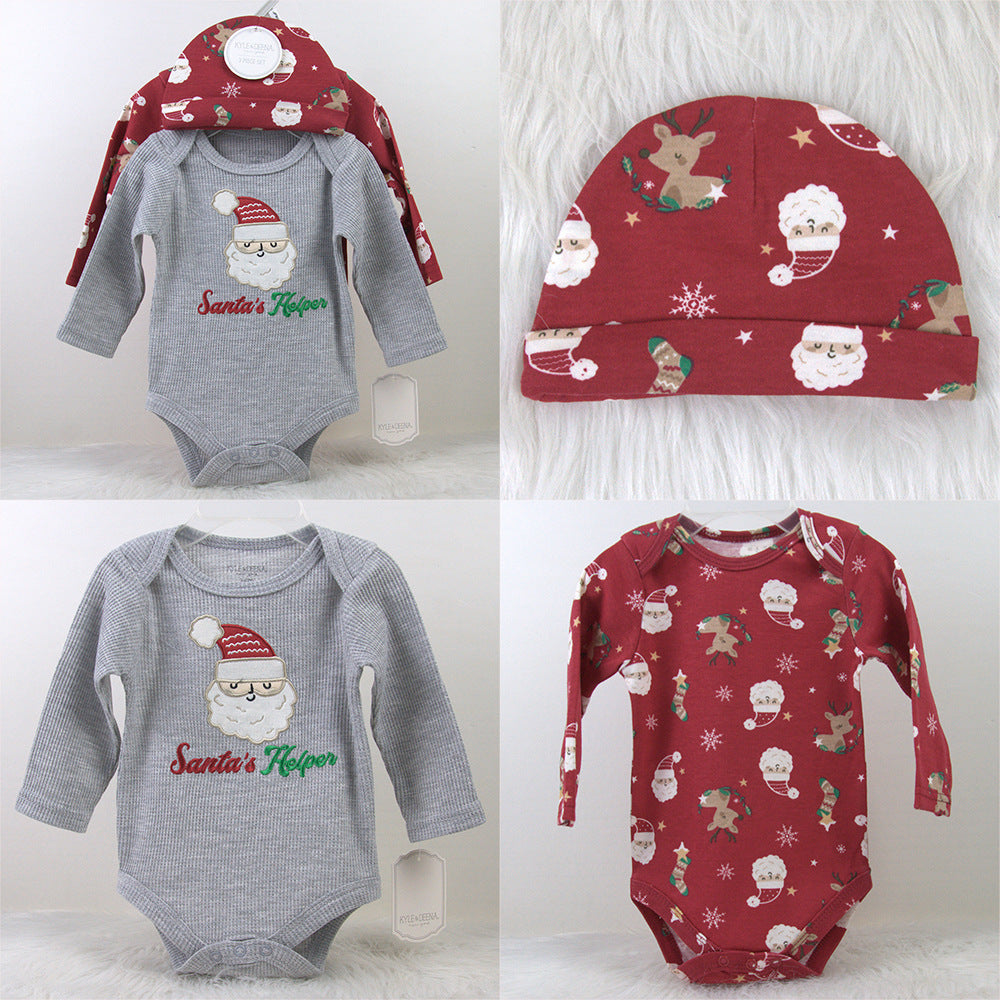 2 Xmas Baby Grows and Hat/Headband Set