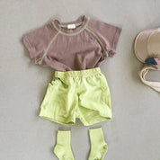 Summer Tee & Shorts Contrasting Set